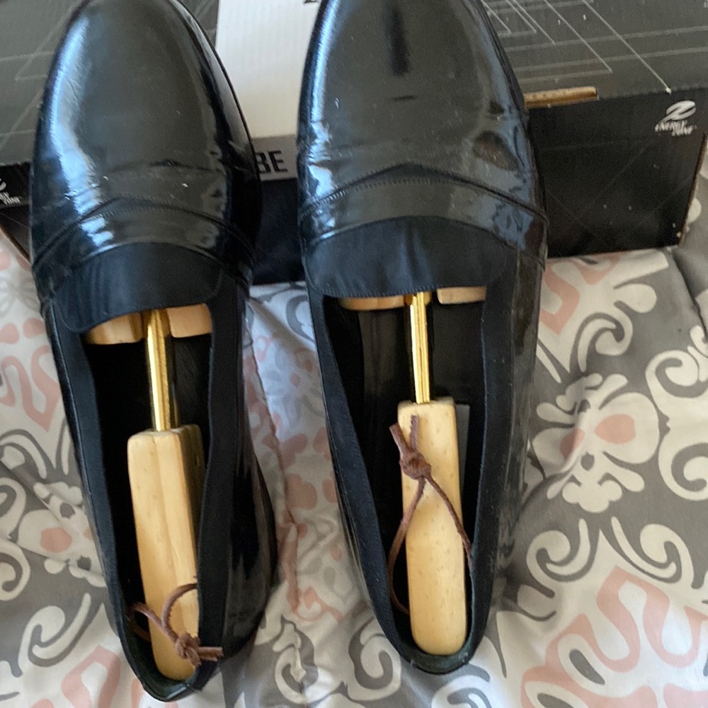 Black tuxedo shoes size 10 1/2 W worn two times